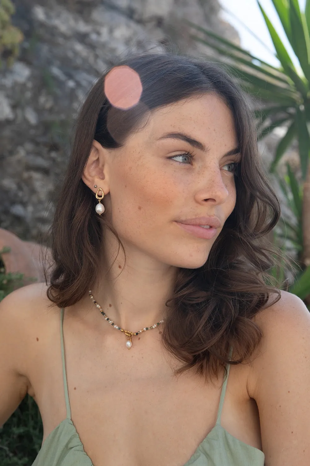 Amalfi Green Bead Necklace 14K Gold Plated