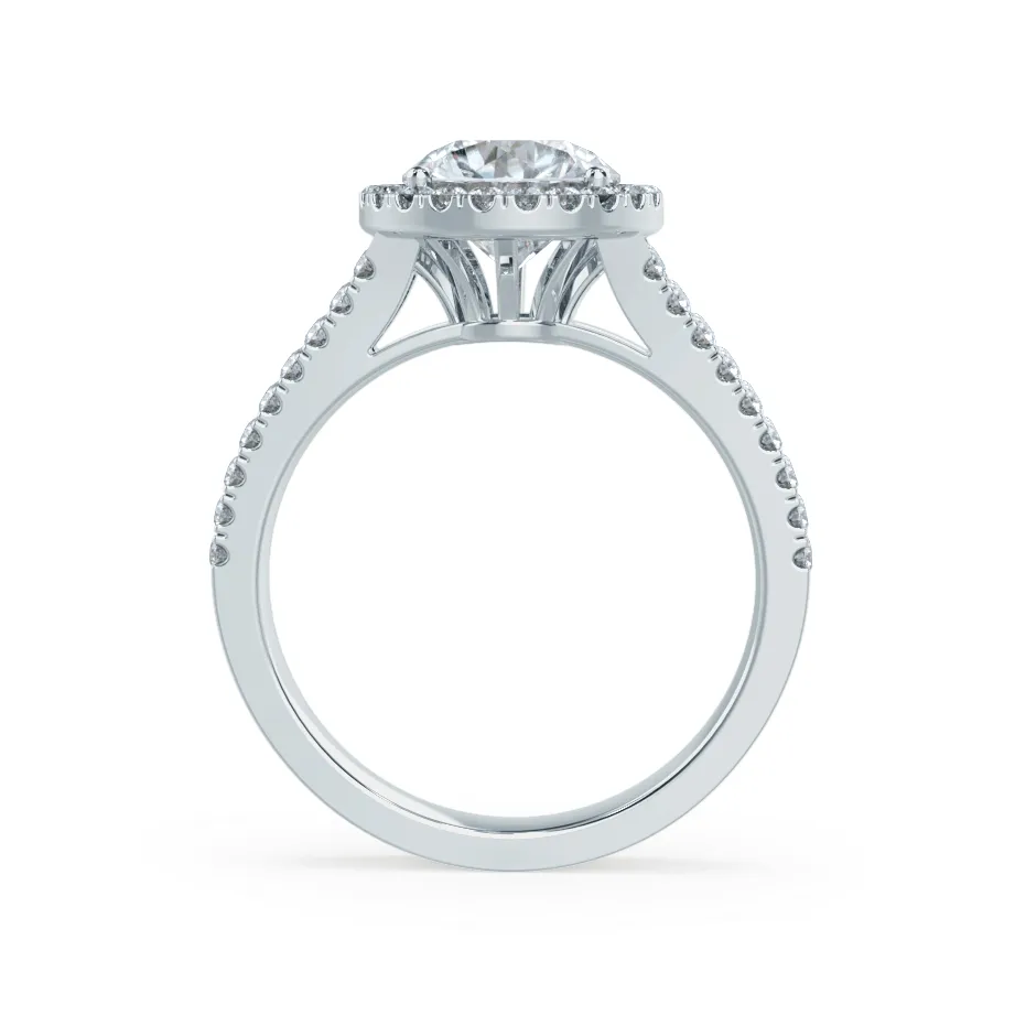 AMELIA - Ready to Ship 1.00ct Round Moissanite & Diamond 950 Platinum Halo
