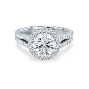 AMELIA - Ready to Ship 1.00ct Round Moissanite & Diamond 950 Platinum Halo