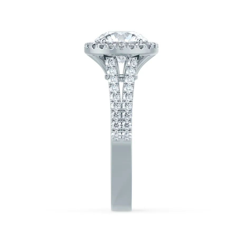 AMELIA - Ready to Ship 1.00ct Round Moissanite & Diamond 950 Platinum Halo