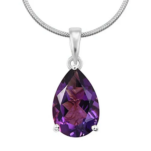 Amethyst Pendant Necklace, Amethyst Teardrop Pendant, February Birthstone Necklace, 925 Sterling Silver, Amethyst Gold Necklace, Gift