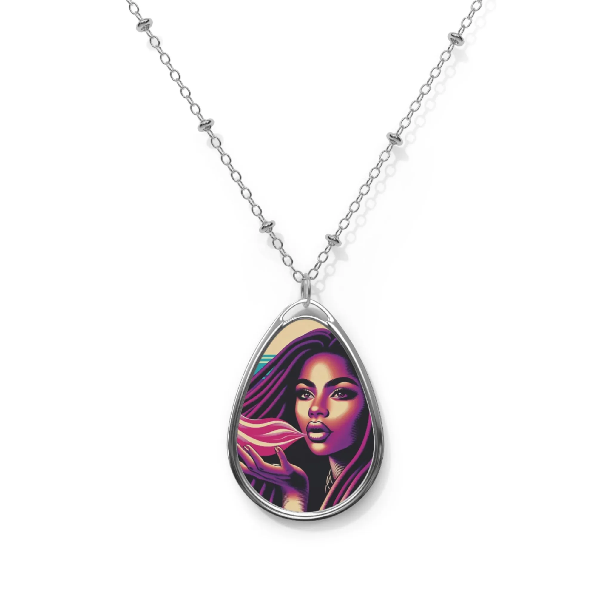 Amethyst Rose Oval Necklace