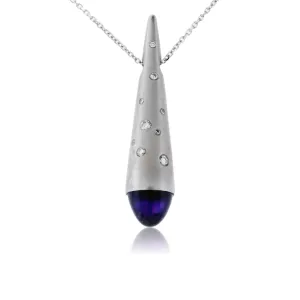 Amethyst Tipped White Gold and Diamond Pendant