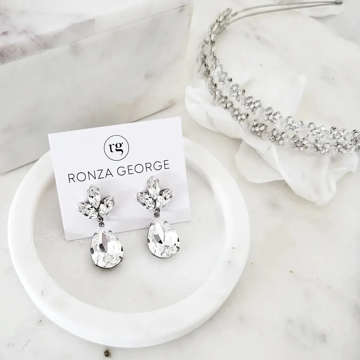 Anastasia - Silver Crystal Bridal Drop Earrings