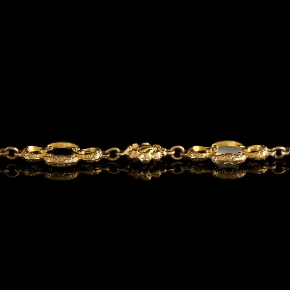 Antique Victorian Necklace 18Ct Gold Pinchbeck Agate Quartz Circa 1830