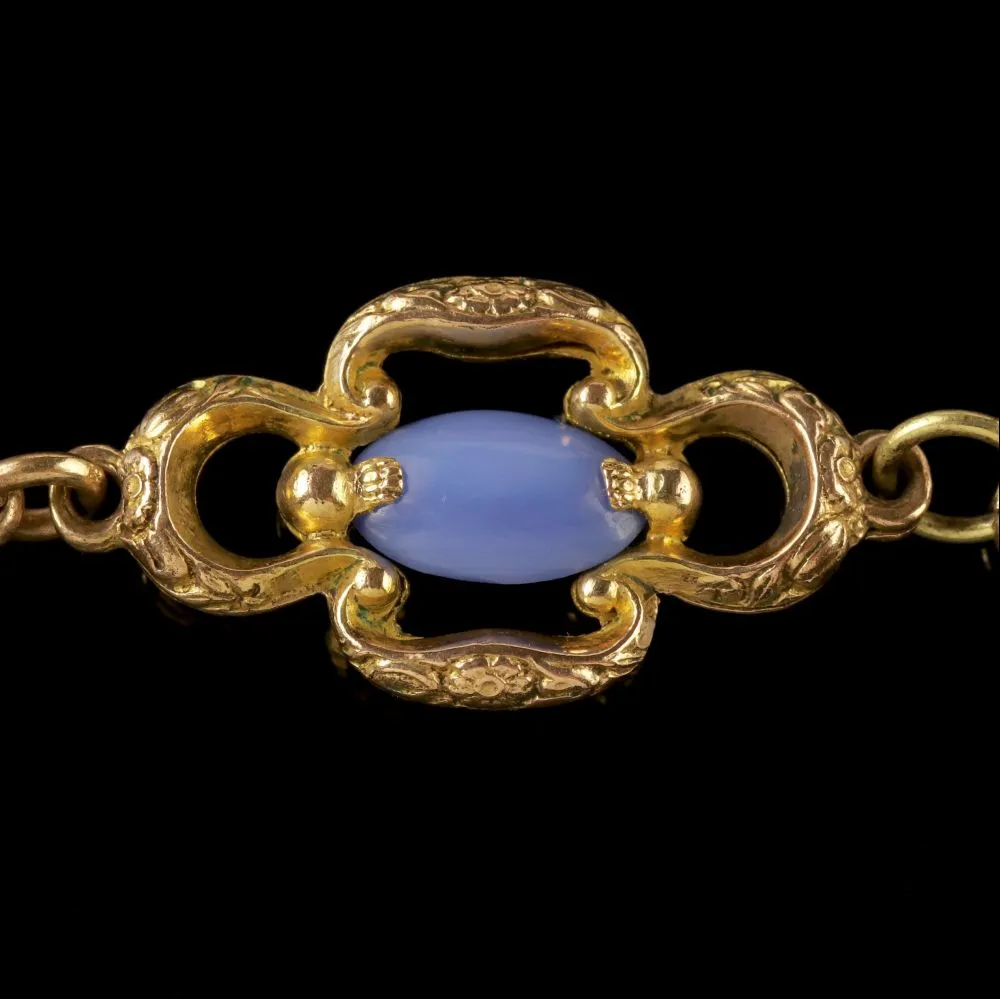Antique Victorian Necklace 18Ct Gold Pinchbeck Agate Quartz Circa 1830