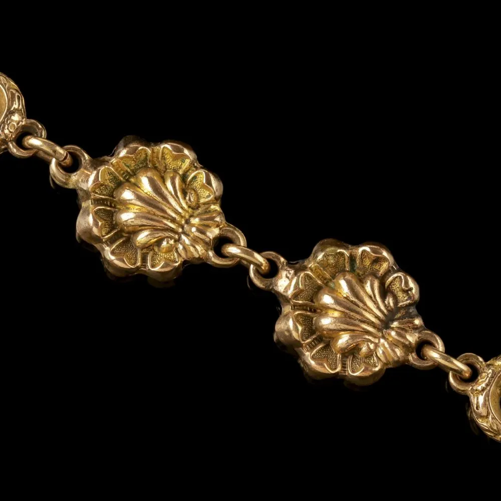 Antique Victorian Necklace 18Ct Gold Pinchbeck Agate Quartz Circa 1830
