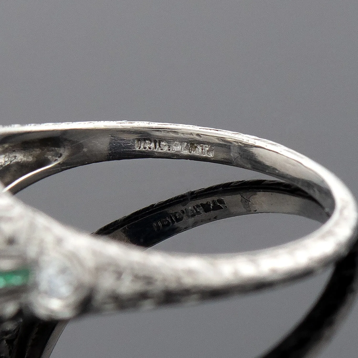 Art Deco Platinum Diamond   Emerald Engagement Ring 2.36ctw Center