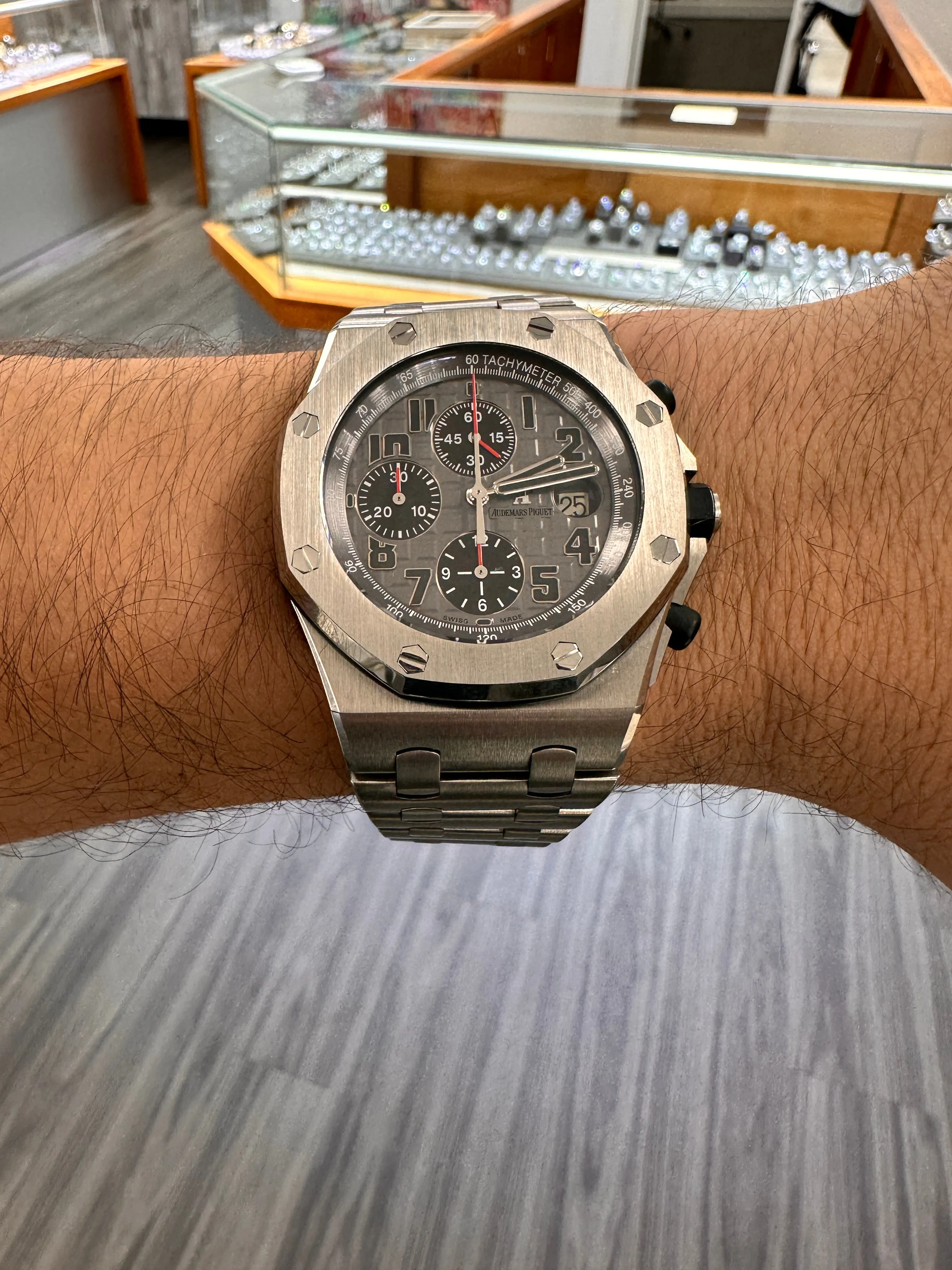 Audemars Piguet Royal Oak Offshore Chronograph 26170TI Chronograph Titanium Grey Arabic Dial Box and Papers PreOwned