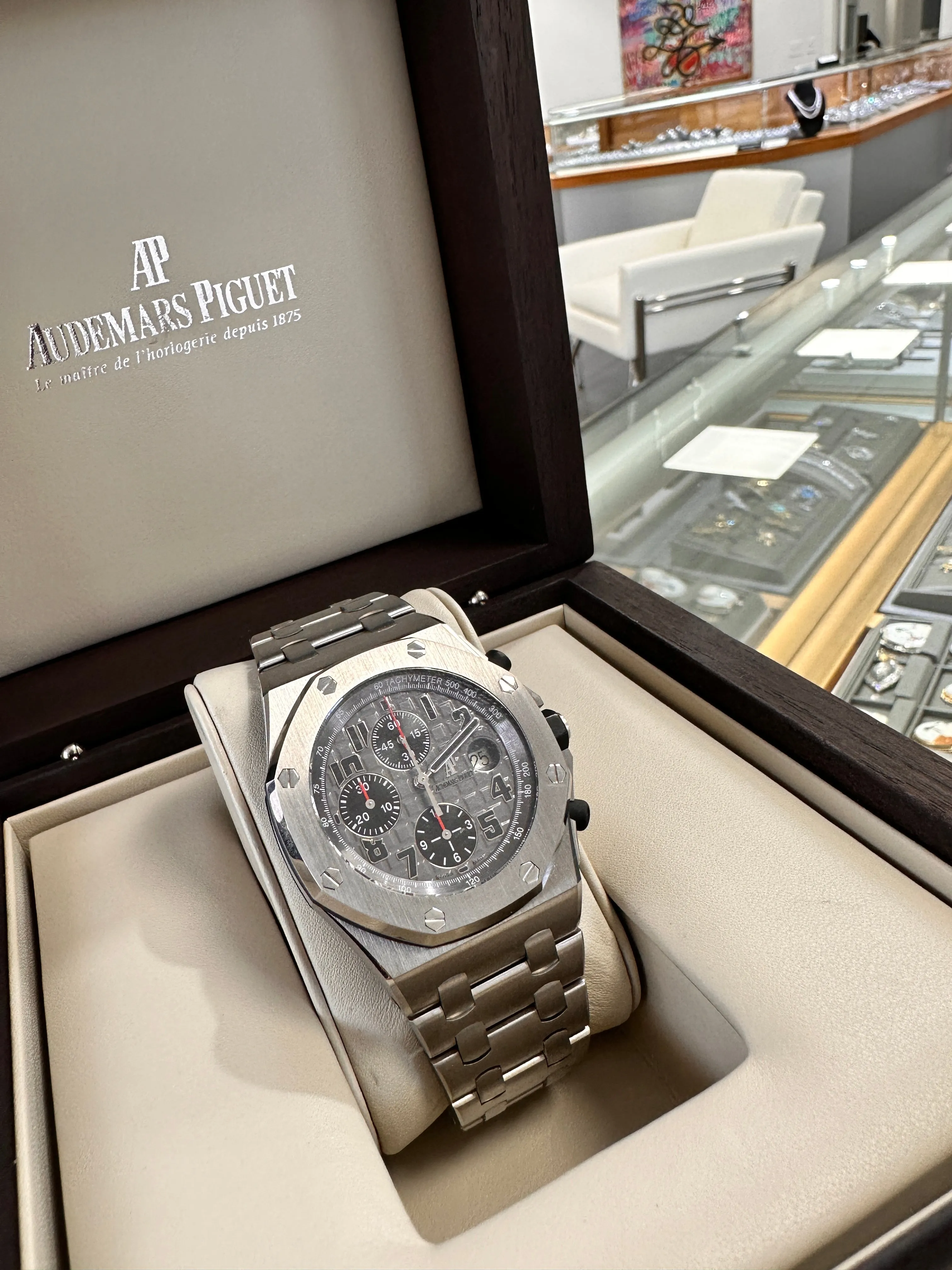 Audemars Piguet Royal Oak Offshore Chronograph 26170TI Chronograph Titanium Grey Arabic Dial Box and Papers PreOwned