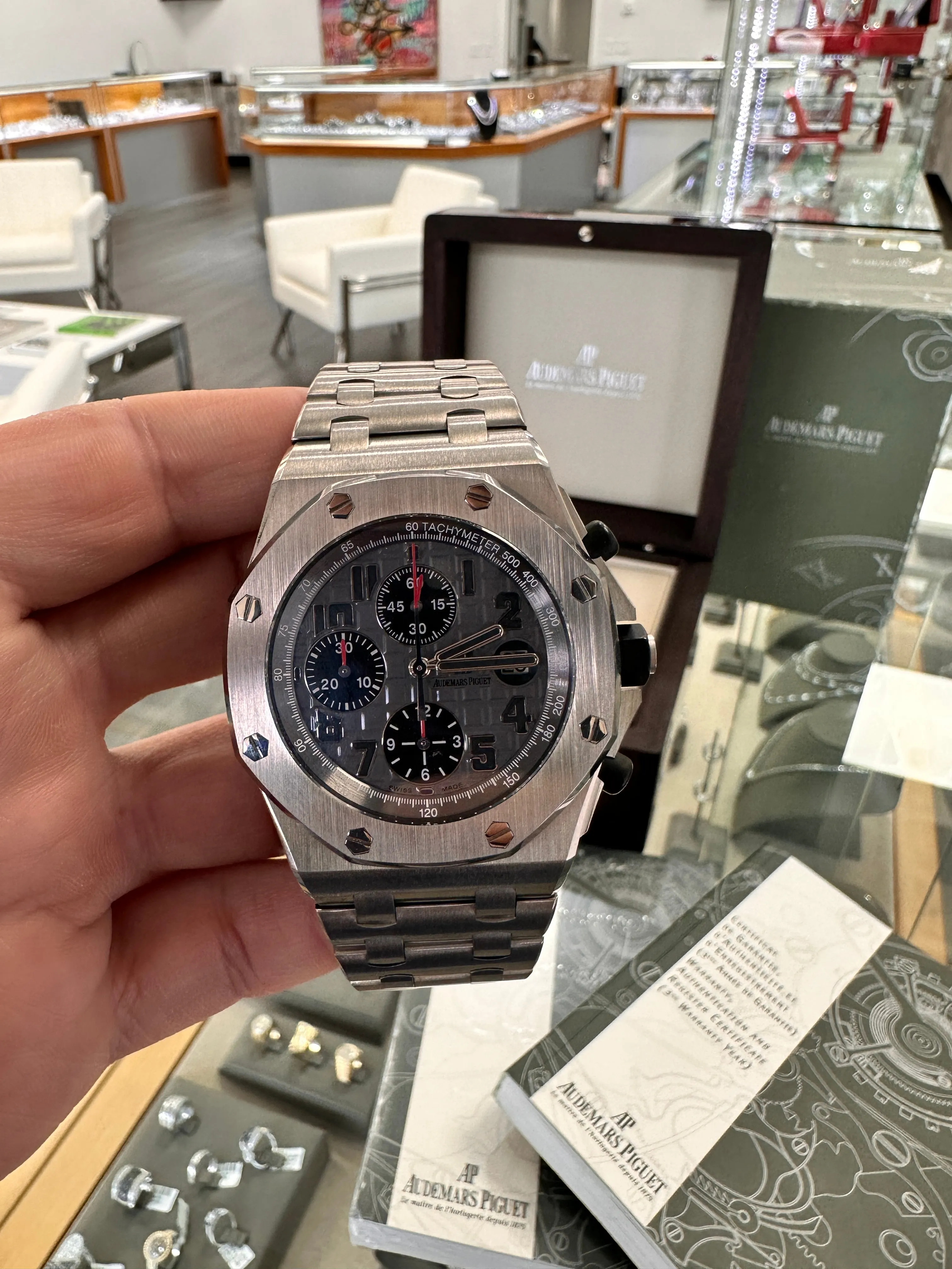 Audemars Piguet Royal Oak Offshore Chronograph 26170TI Chronograph Titanium Grey Arabic Dial Box and Papers PreOwned