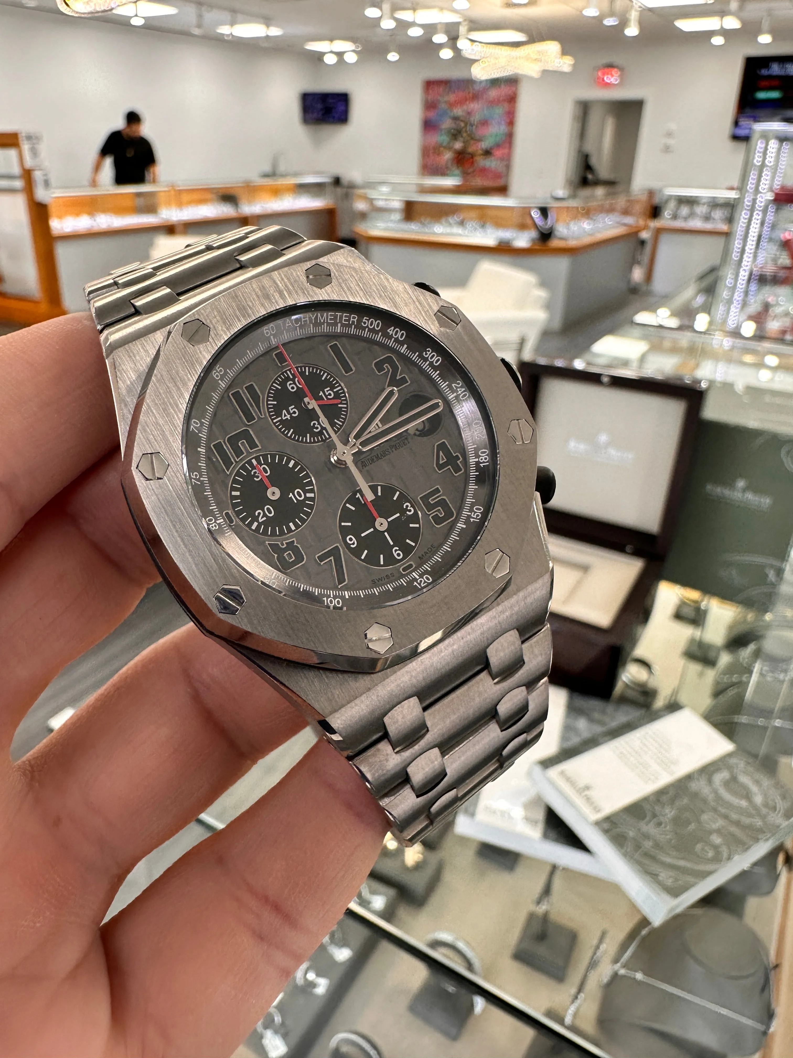 Audemars Piguet Royal Oak Offshore Chronograph 26170TI Chronograph Titanium Grey Arabic Dial Box and Papers PreOwned