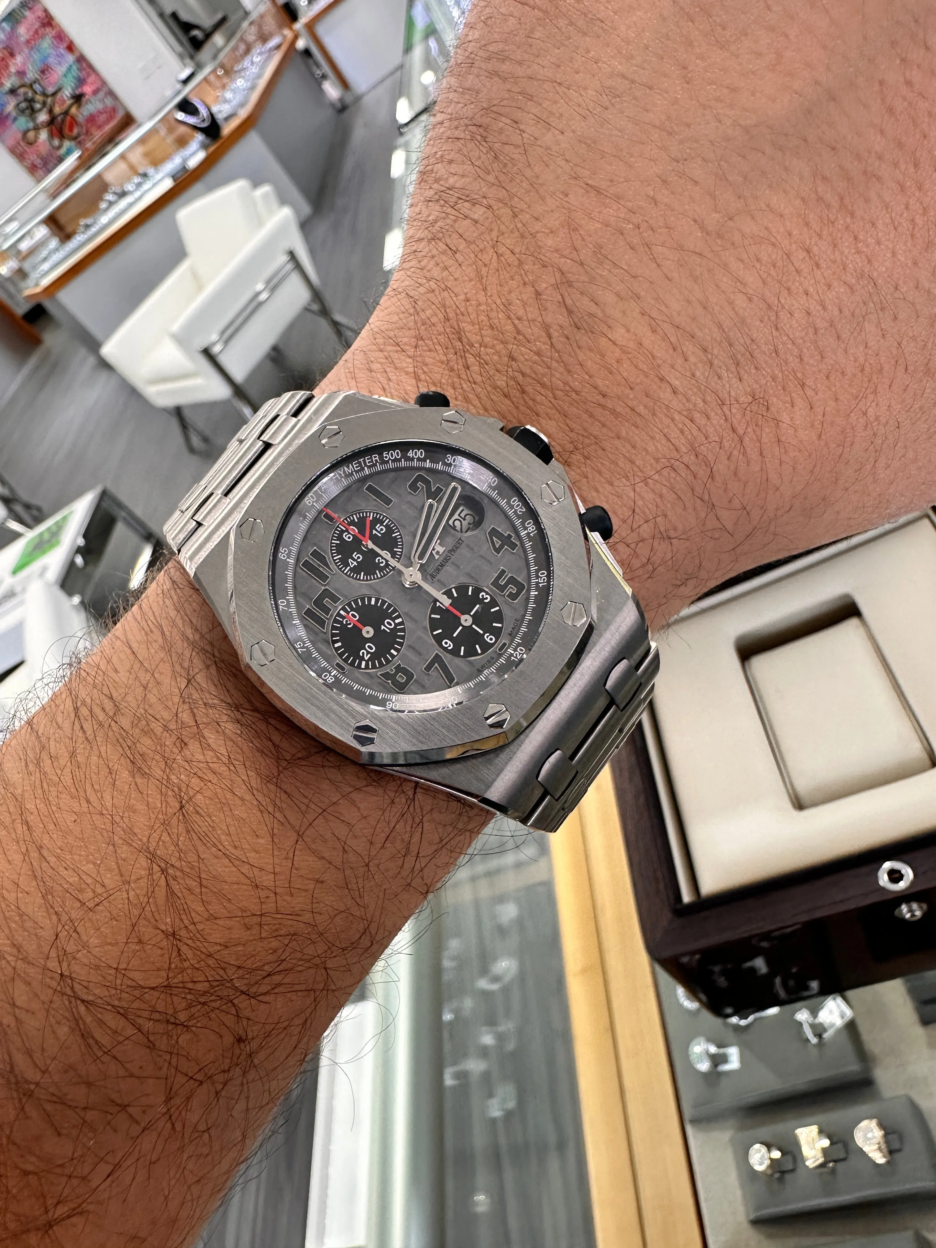 Audemars Piguet Royal Oak Offshore Chronograph 26170TI Chronograph Titanium Grey Arabic Dial Box and Papers PreOwned