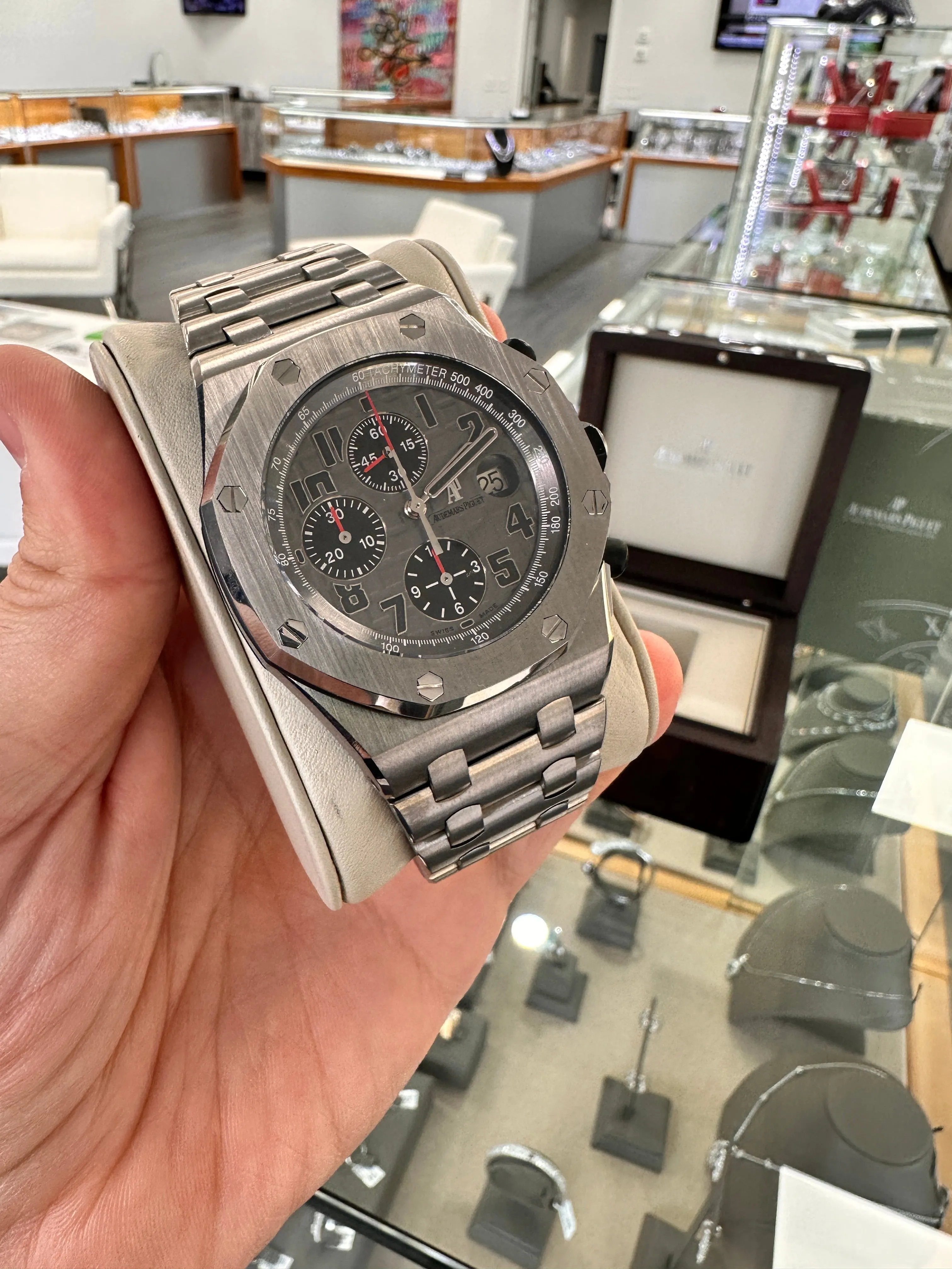 Audemars Piguet Royal Oak Offshore Chronograph 26170TI Chronograph Titanium Grey Arabic Dial Box and Papers PreOwned