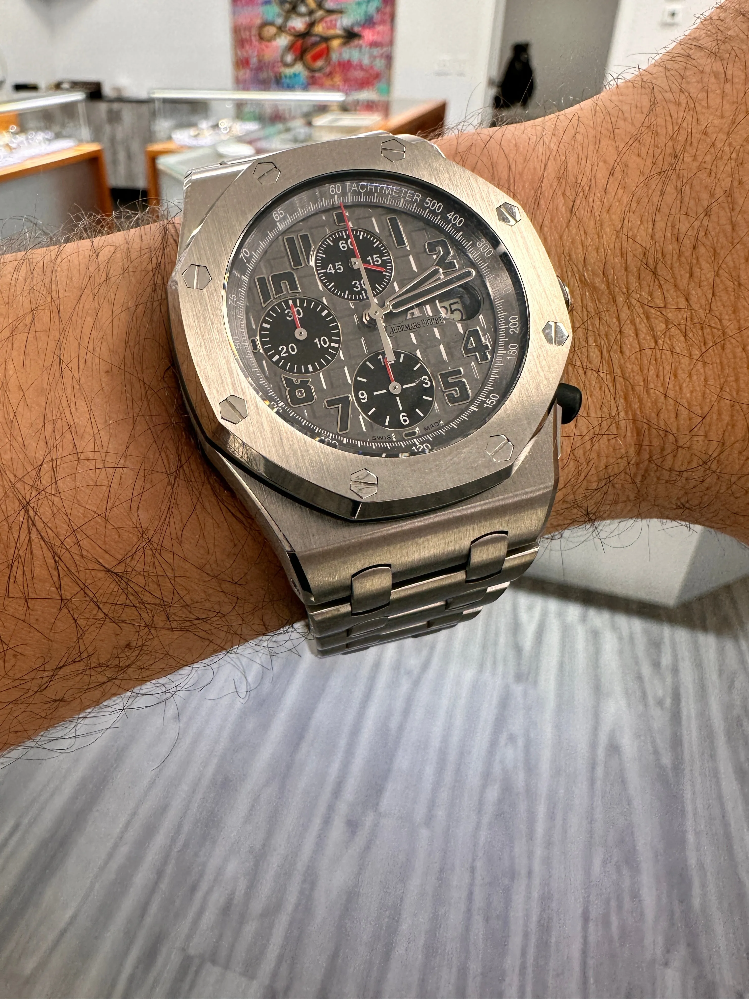 Audemars Piguet Royal Oak Offshore Chronograph 26170TI Chronograph Titanium Grey Arabic Dial Box and Papers PreOwned