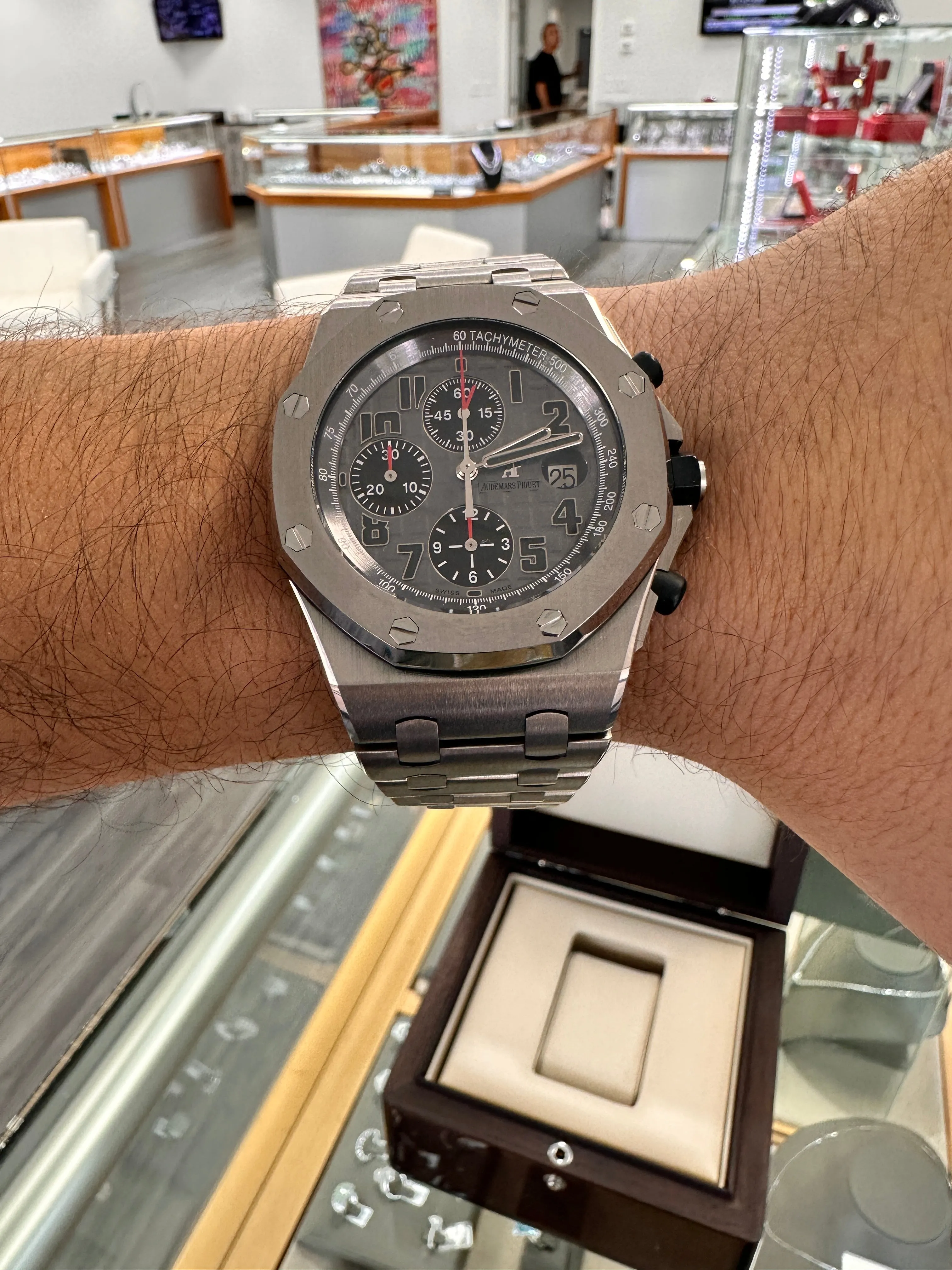 Audemars Piguet Royal Oak Offshore Chronograph 26170TI Chronograph Titanium Grey Arabic Dial Box and Papers PreOwned