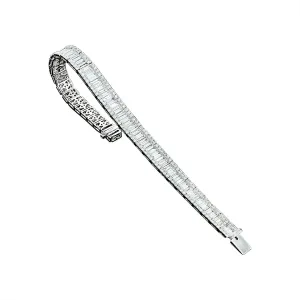 Baguette and Round-cut Diamond Straight Line Bracelet