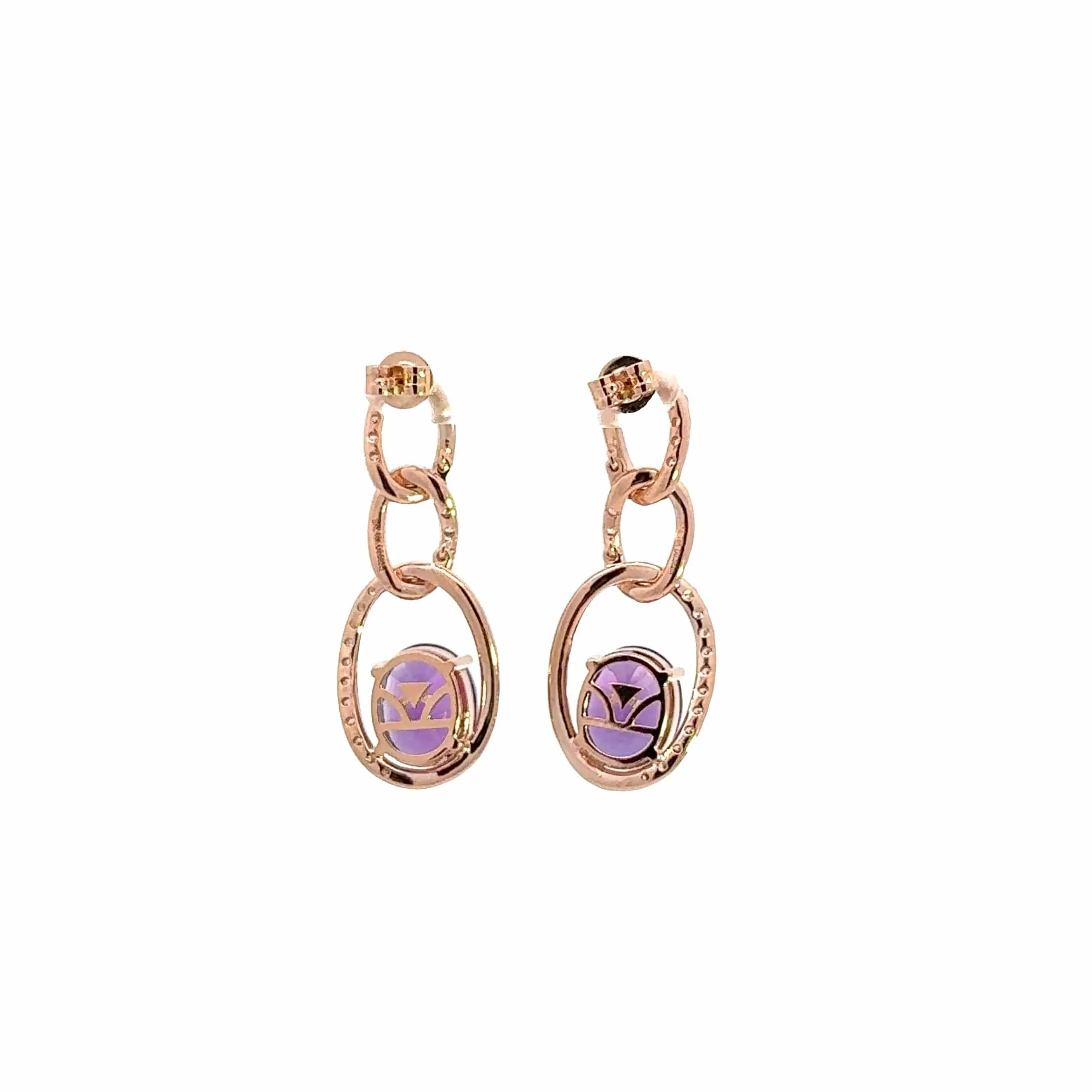 Baikalla™ 18k Rose Gold Amethyst and Diamond Dangle Earrings