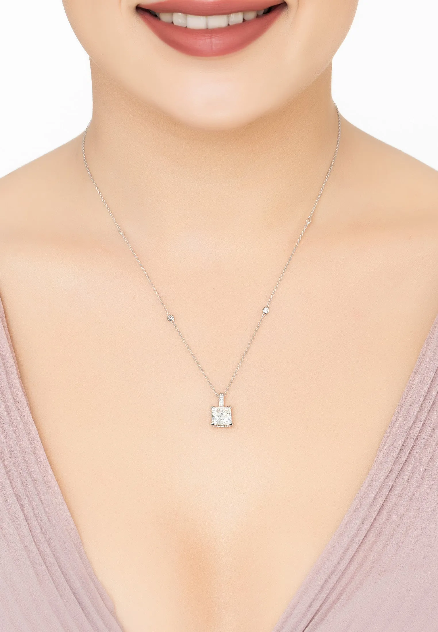 Bel Air Pendant Necklace Moissanite Silver