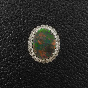 Black Opal & Diamond Ring