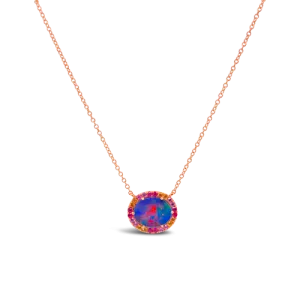 Black Opal Doublet with Rubies & Pink Sapphires Pendant