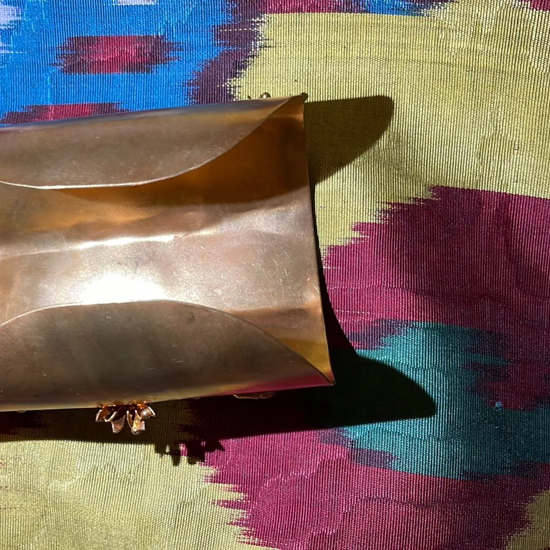 Blue Lapis, Ruby Red and Gold Brass Cuff