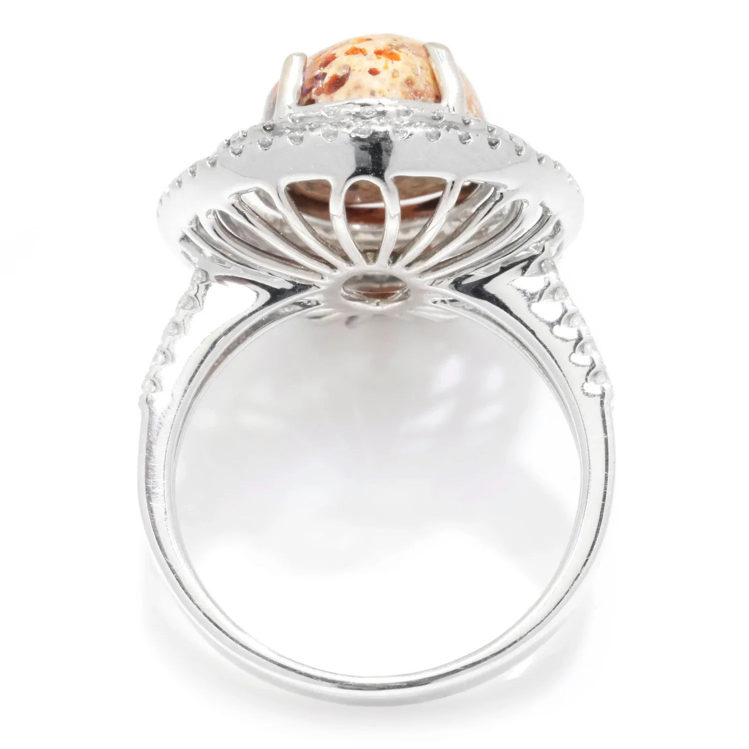 Boulder Fossil Opal Halo Ring with Diamonds 18K White Gold 5.77ctw