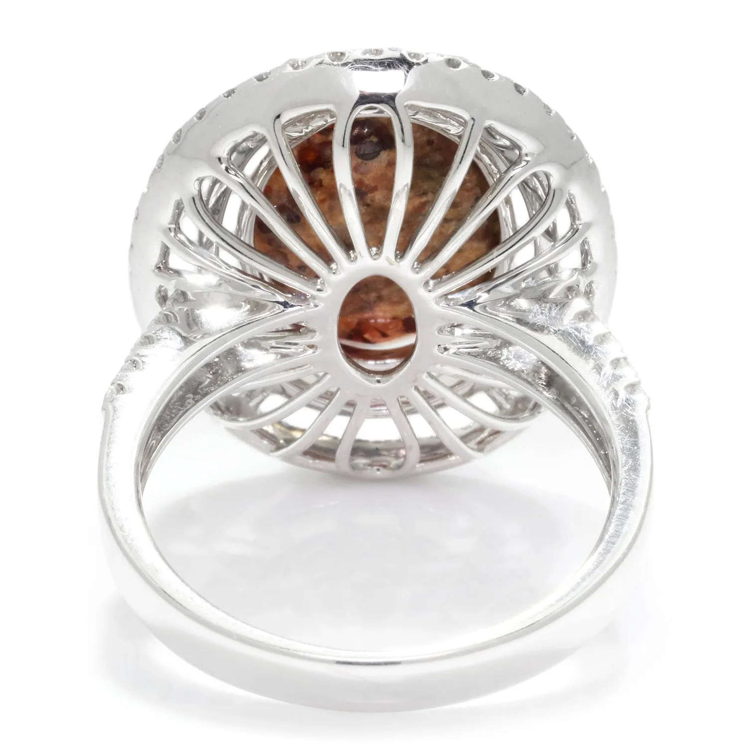 Boulder Fossil Opal Halo Ring with Diamonds 18K White Gold 5.77ctw