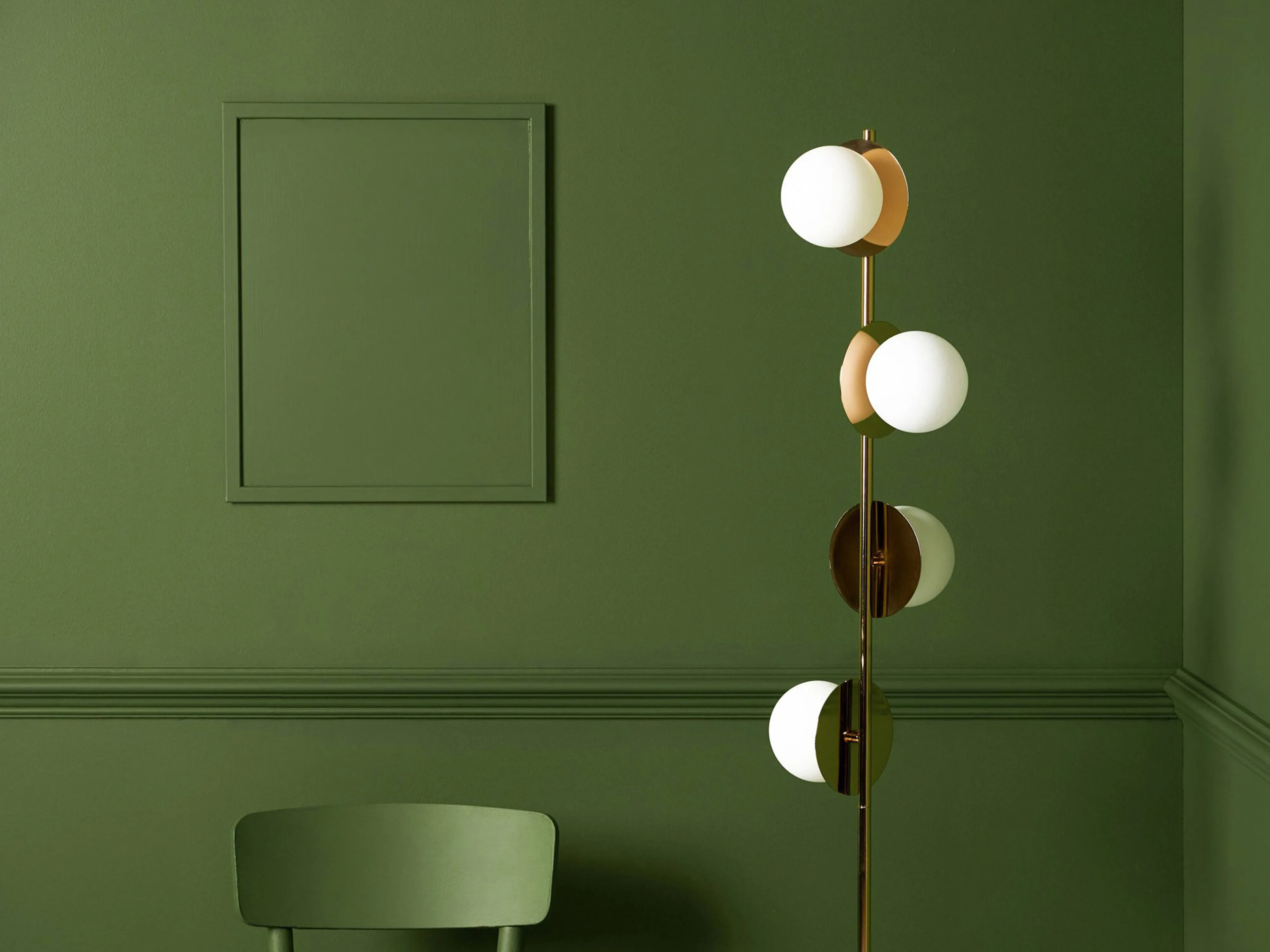 Brass opal disk floor lamp