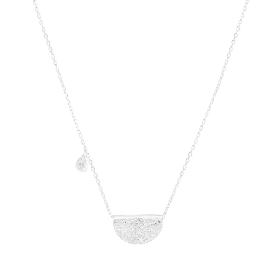 By Charlotte Lotus Birthstone Necklace (June), Silver