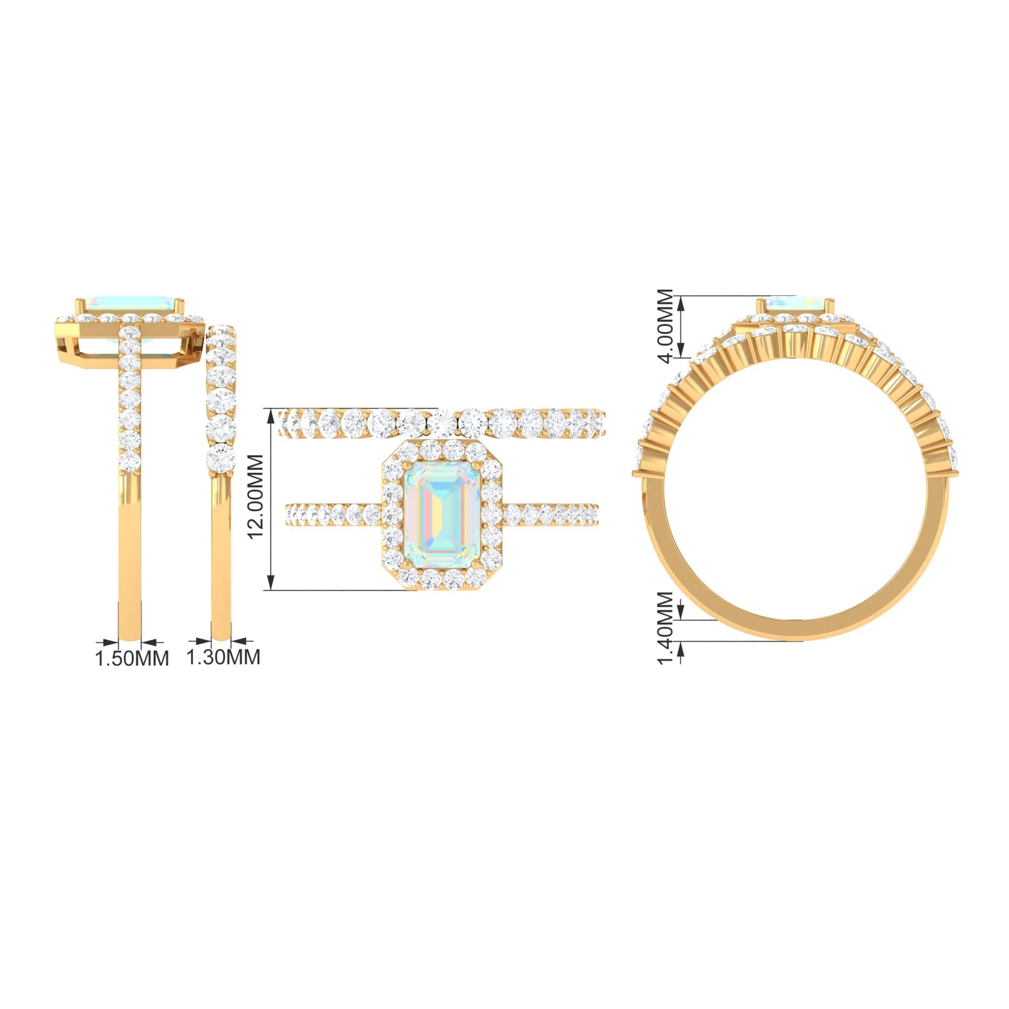 Certified Ethiopian Opal and Moissanite Stackable Ring Set