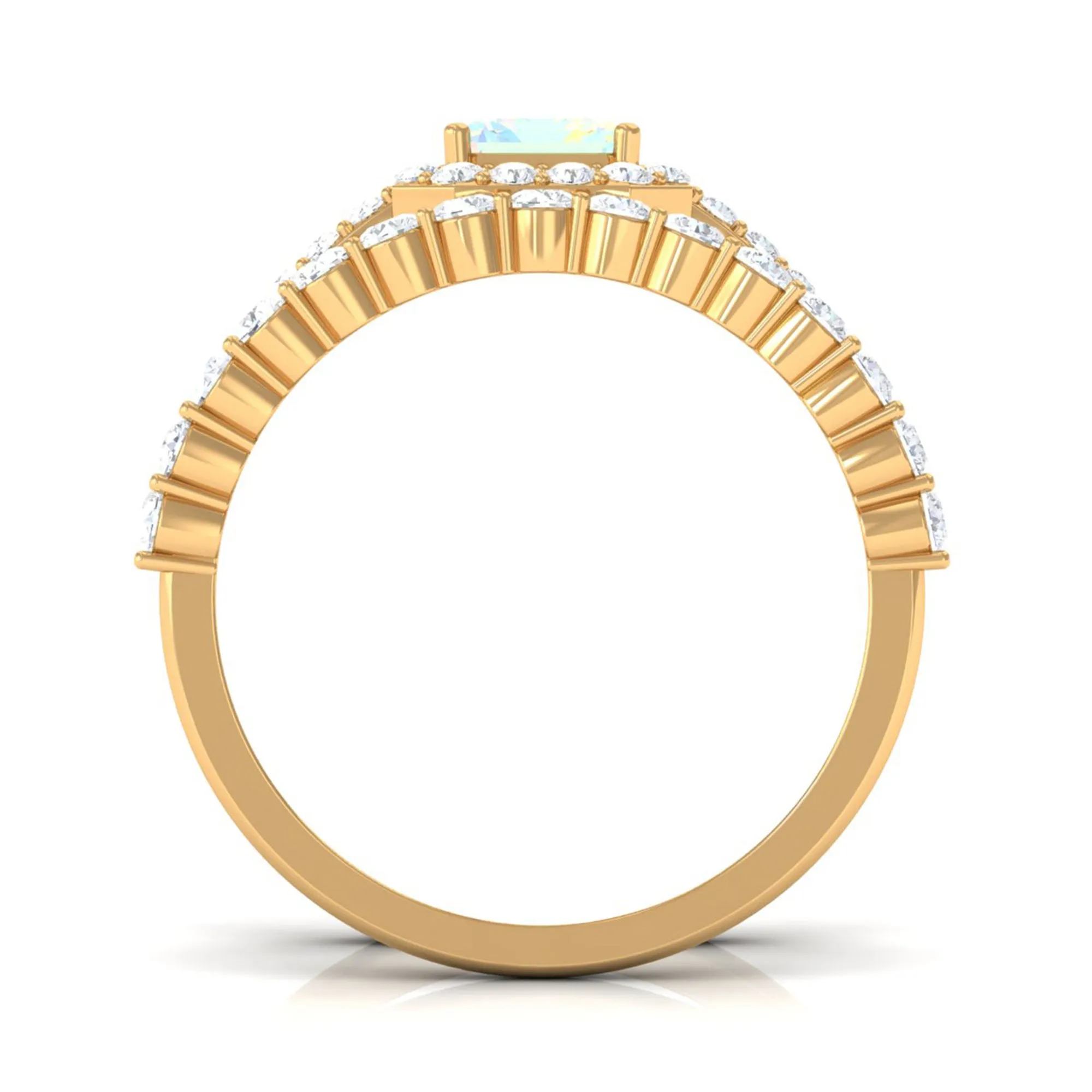 Certified Ethiopian Opal and Moissanite Stackable Ring Set