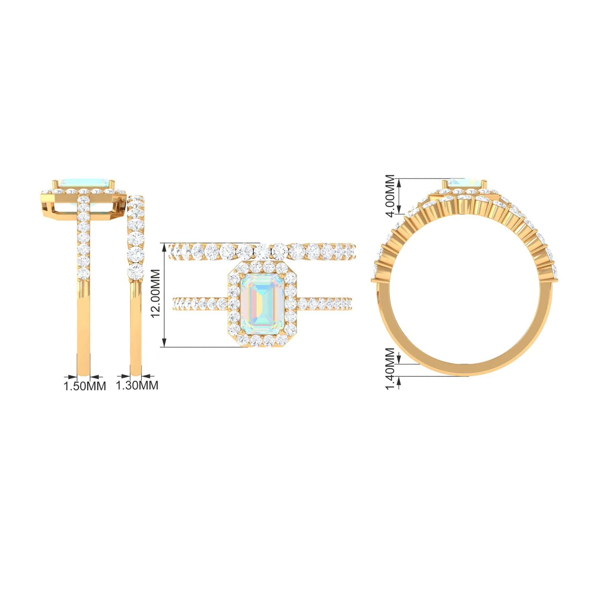 Certified Ethiopian Opal and Moissanite Stackable Ring Set