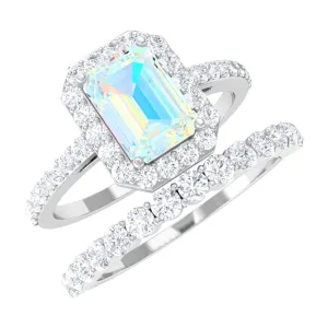 Certified Ethiopian Opal and Moissanite Stackable Ring Set