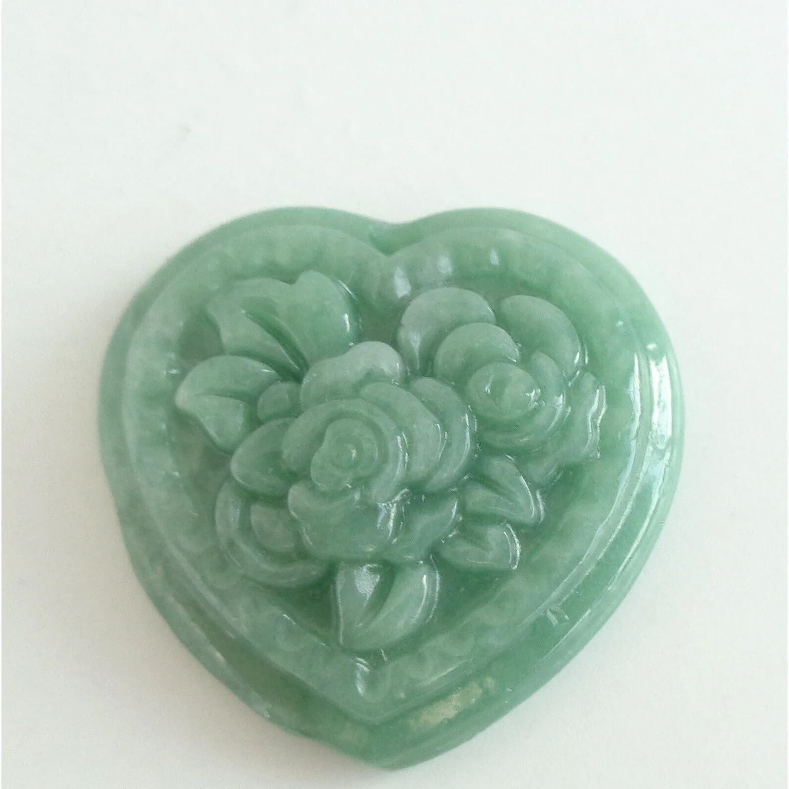 Certified Green Natural Jade Jadeite Carved Flower Pendant