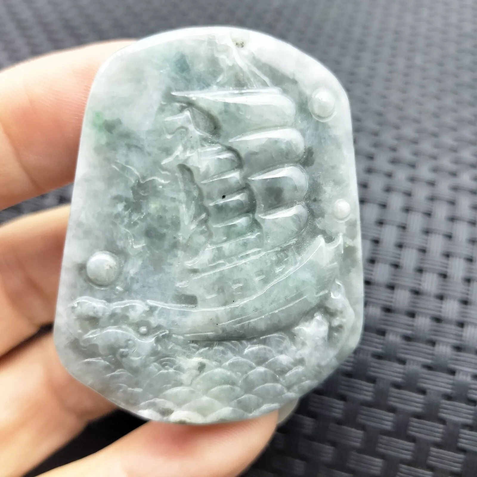 Certified Lavender Natural Type A Jade Jadeite Carved Ship Bird Pendant