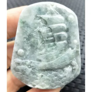 Certified Lavender Natural Type A Jade Jadeite Carved Ship Bird Pendant