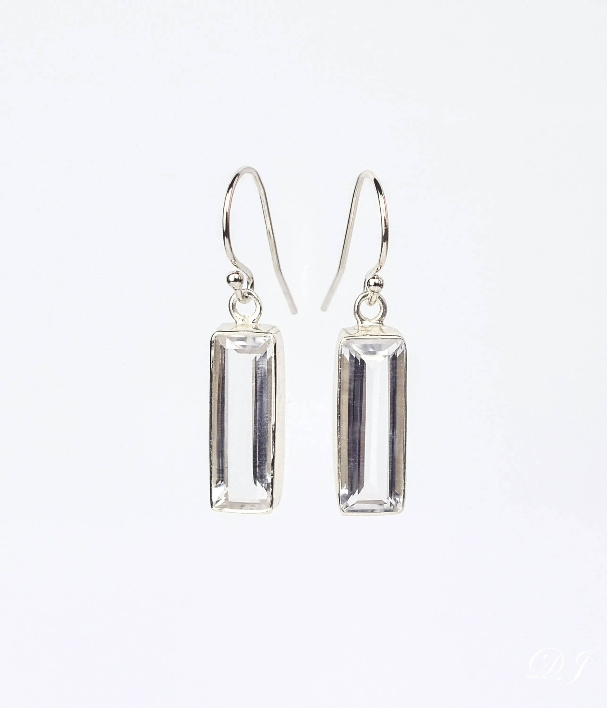 Clear Quartz Bar Earrings : April Birthstone : Adira Series