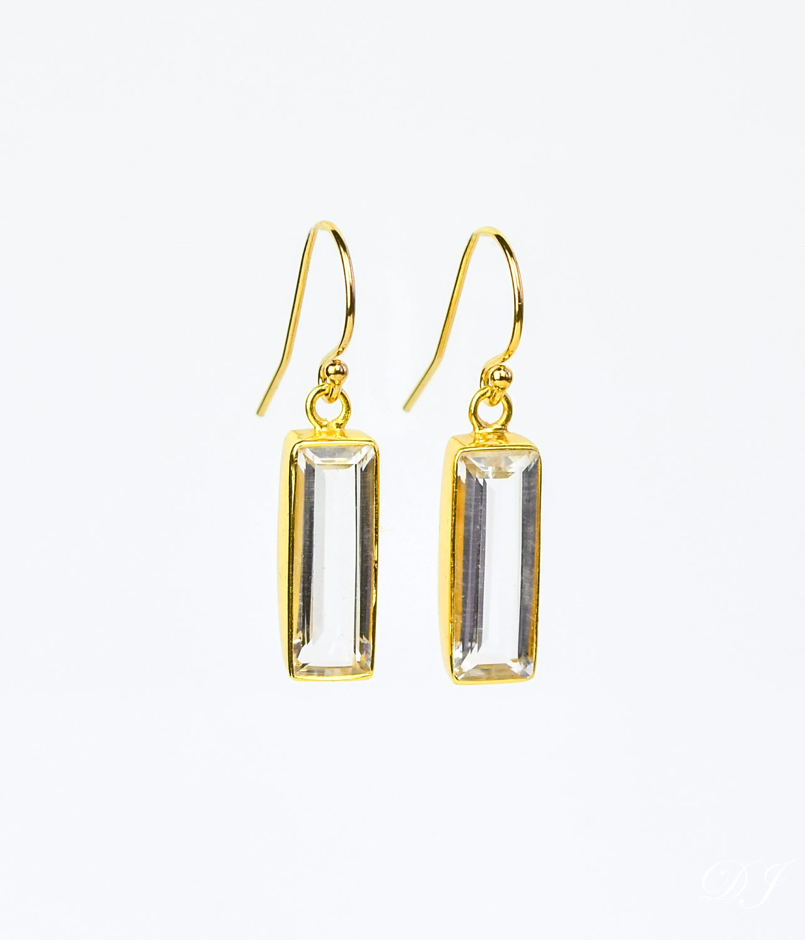 Clear Quartz Bar Earrings : April Birthstone : Adira Series