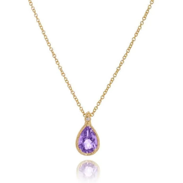Color Collection 14KT Yellow Gold Amethyst & Diamond Pendant Necklace