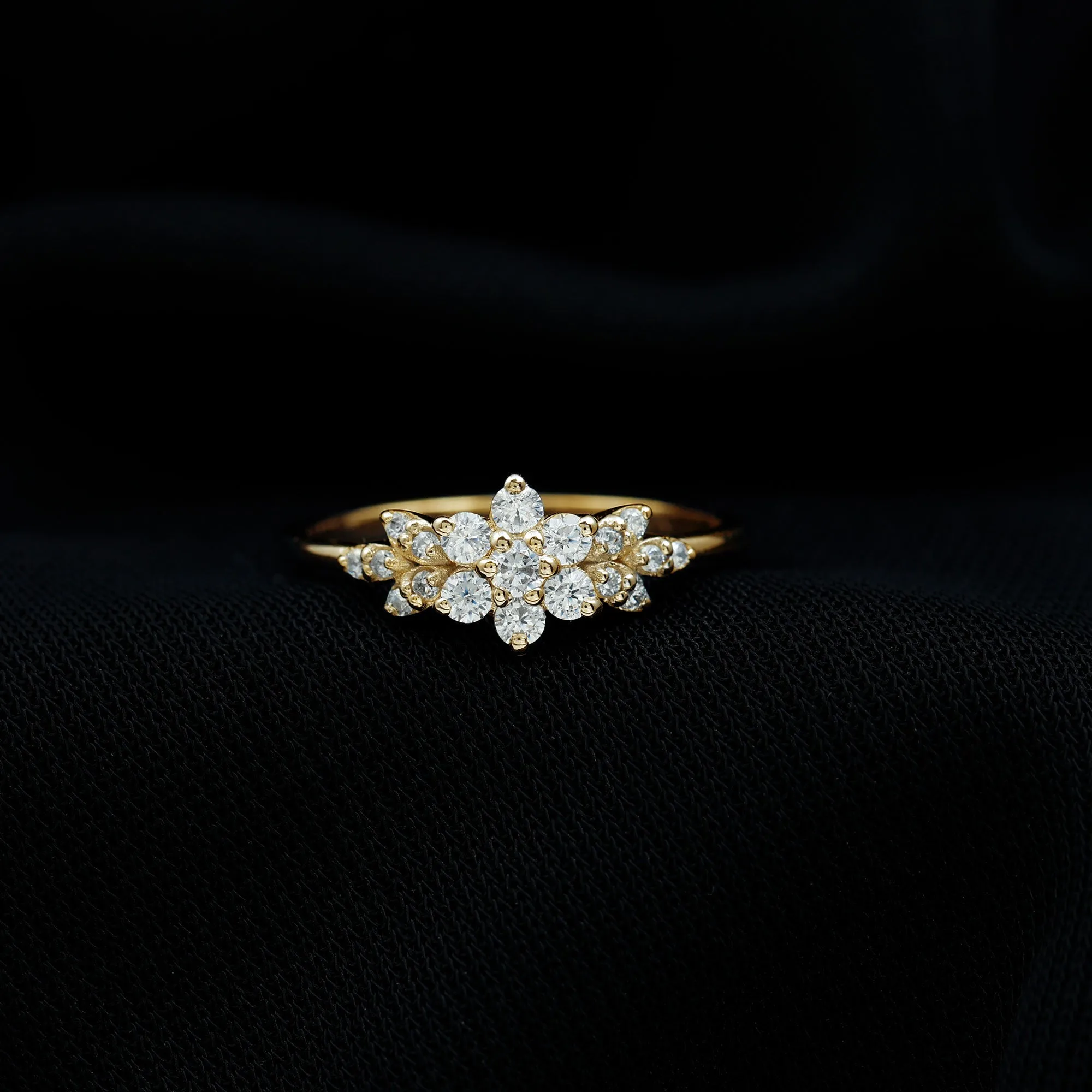Cubic Zirconia Flower Cluster Engagement Ring
