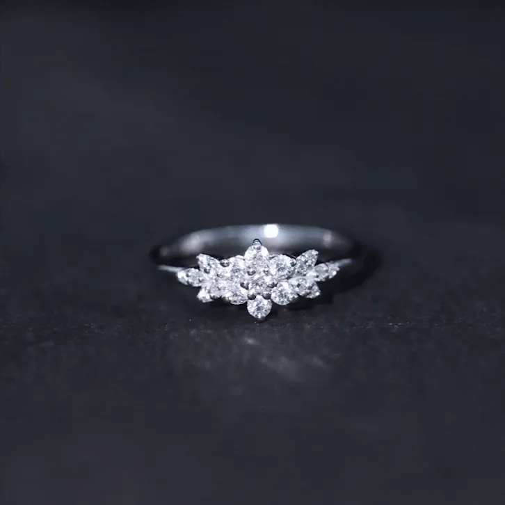 Cubic Zirconia Flower Cluster Engagement Ring