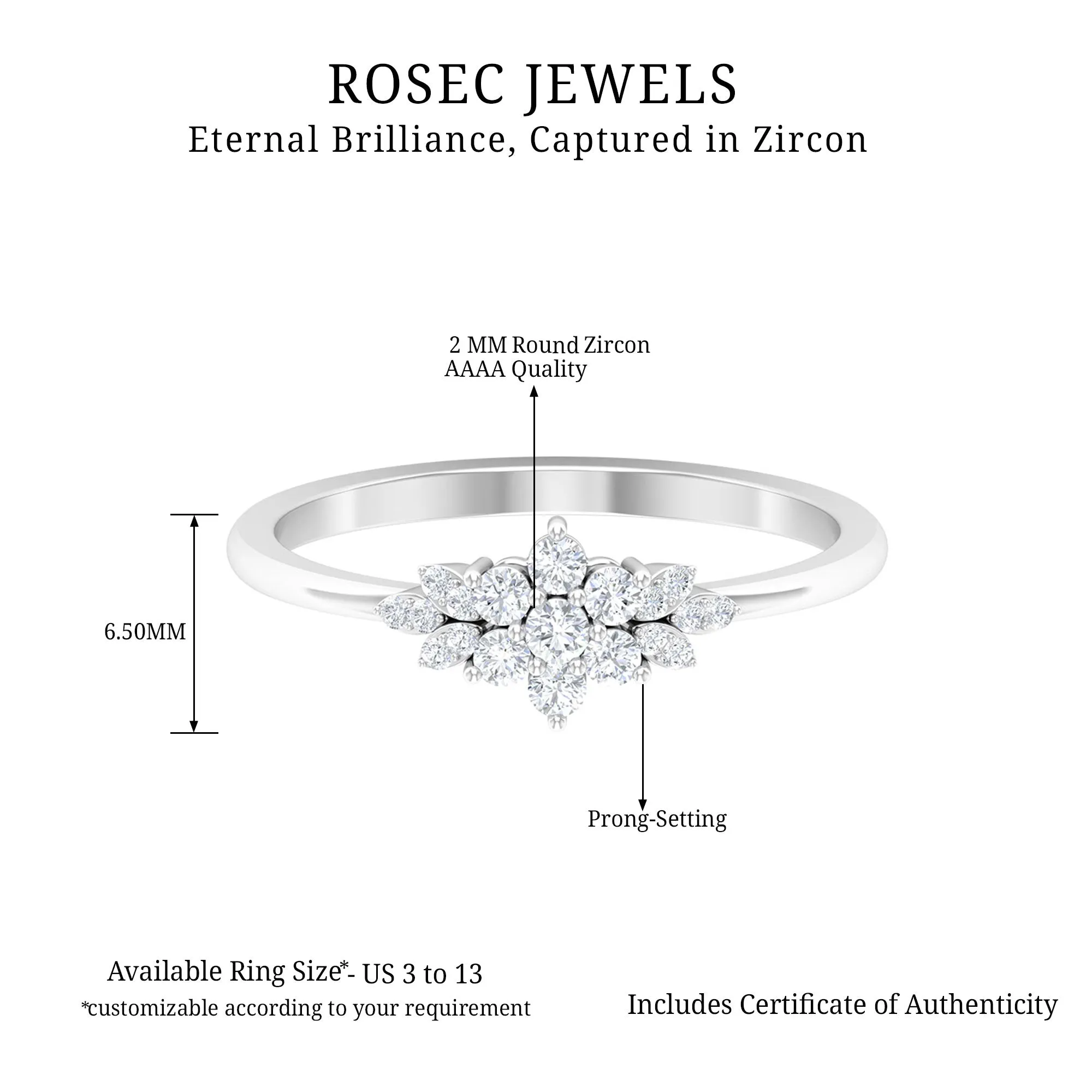 Cubic Zirconia Flower Cluster Engagement Ring