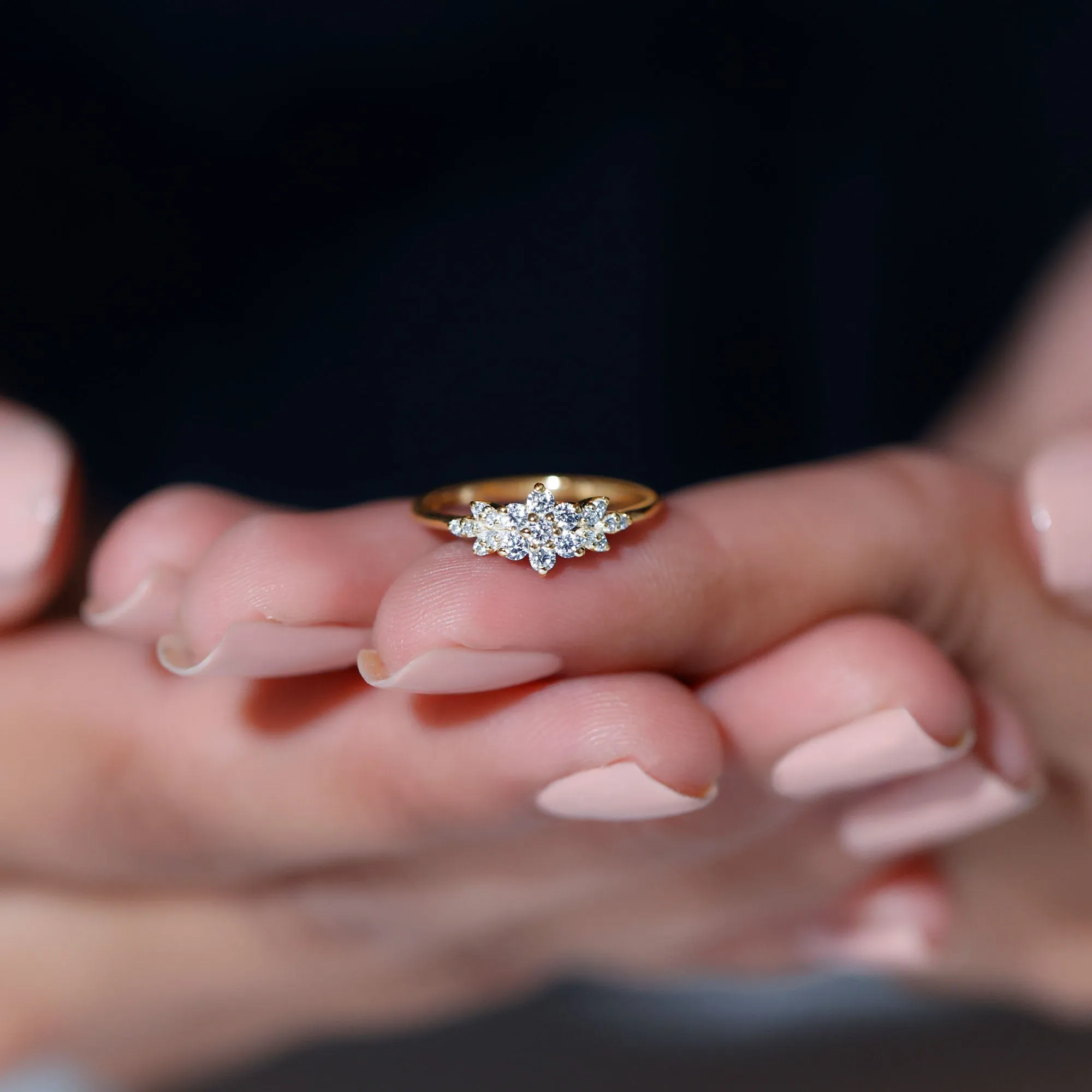 Cubic Zirconia Flower Cluster Engagement Ring