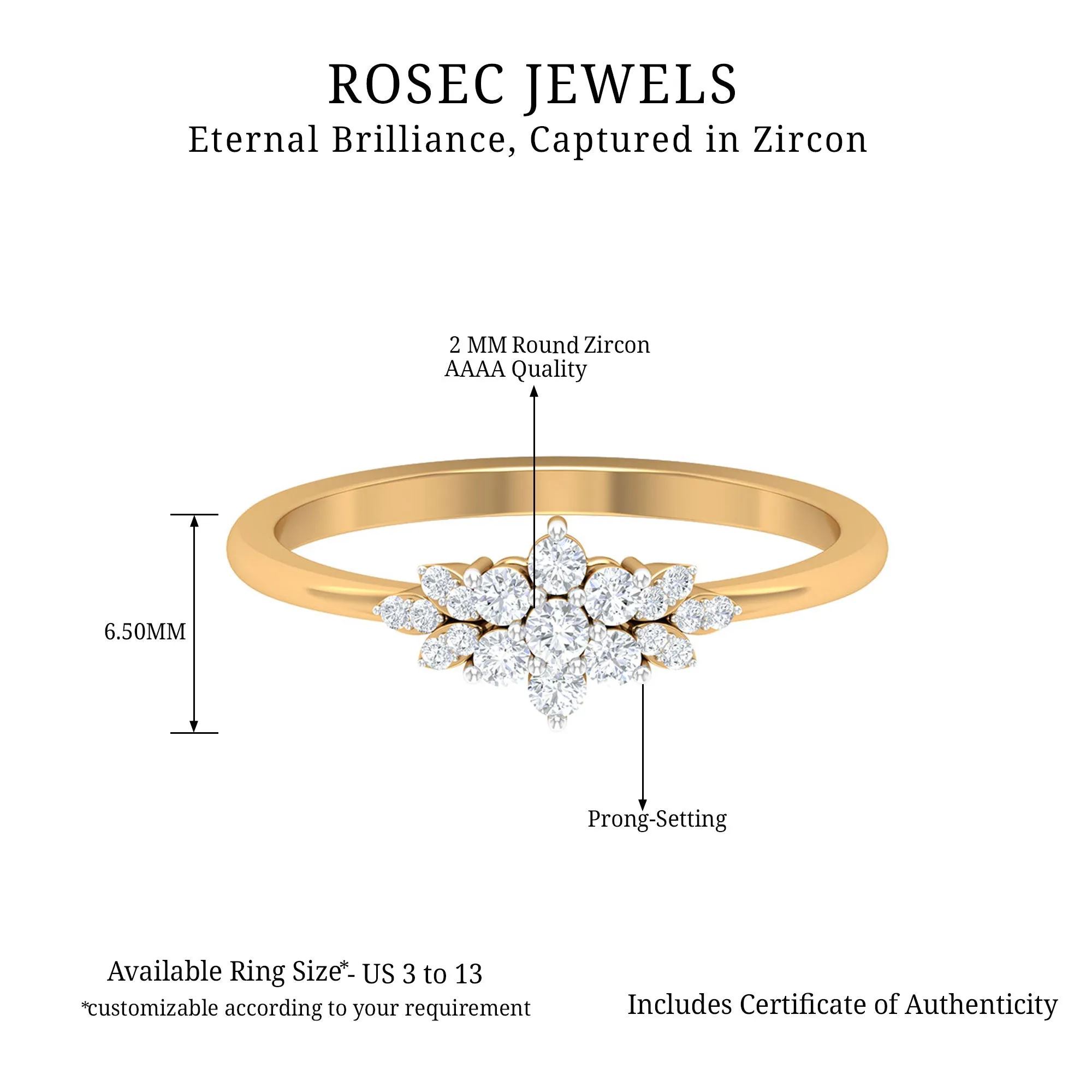 Cubic Zirconia Flower Cluster Engagement Ring