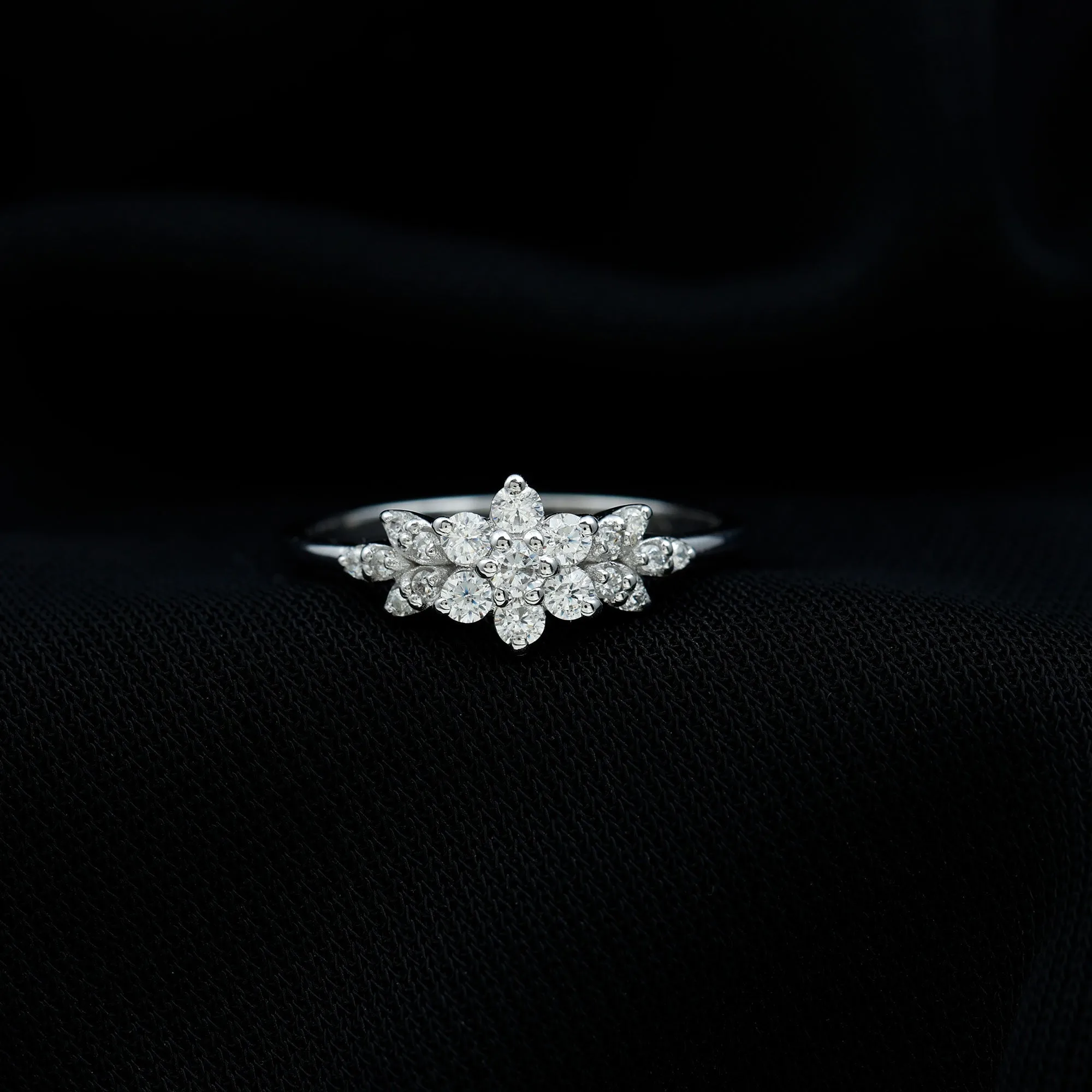 Cubic Zirconia Flower Cluster Engagement Ring