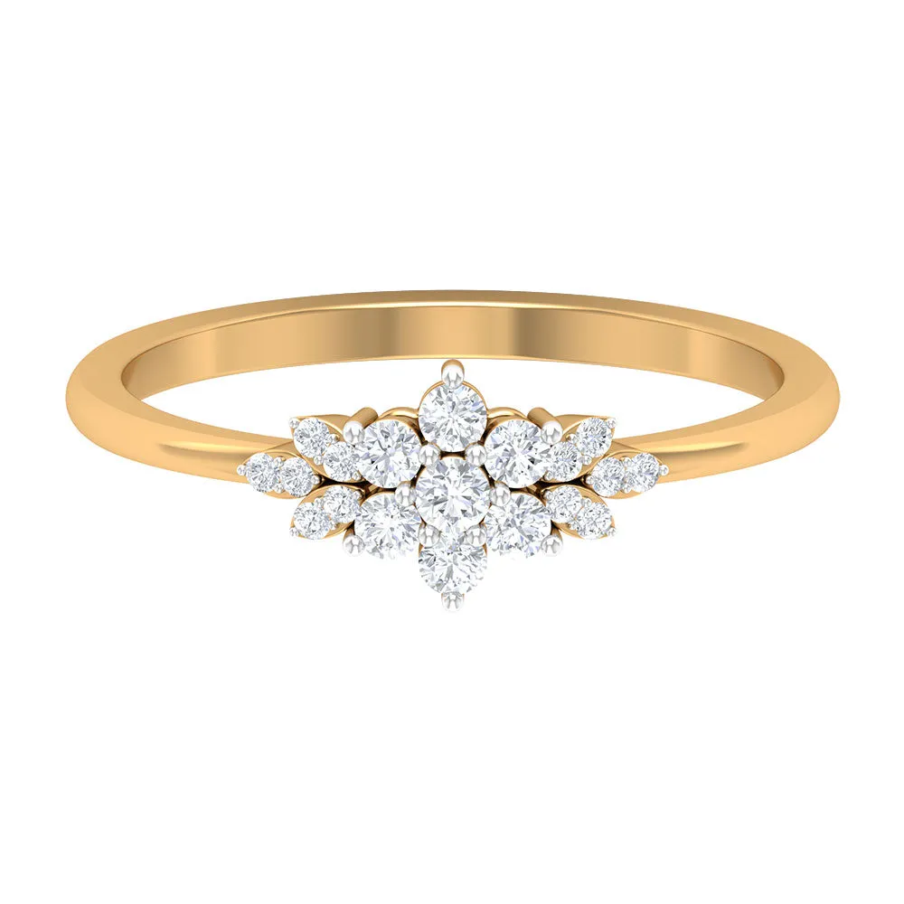 Cubic Zirconia Flower Cluster Engagement Ring