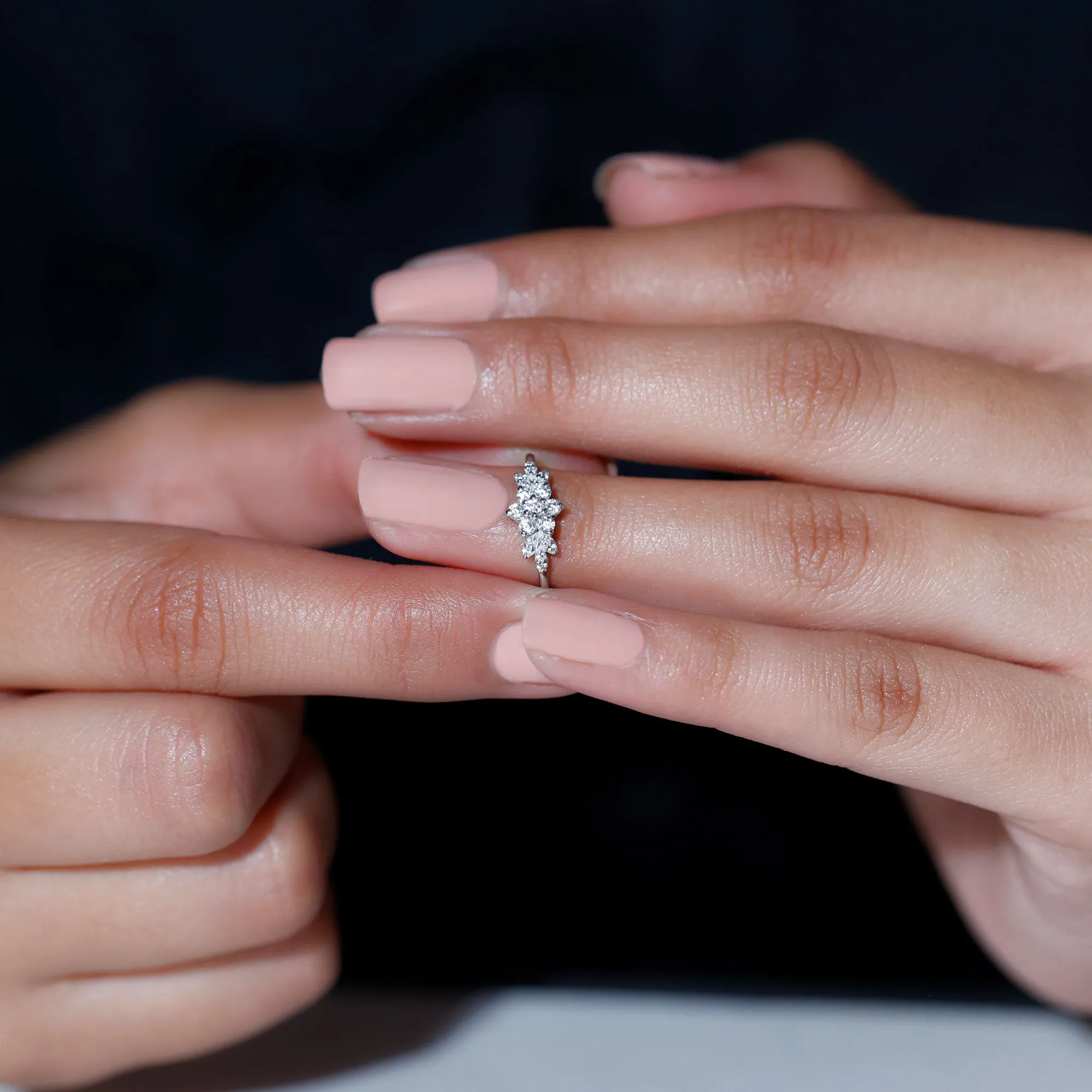 Cubic Zirconia Flower Cluster Engagement Ring