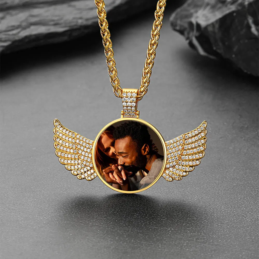 Custom Angel Wing Photo Picture Necklace with Calendar Gift