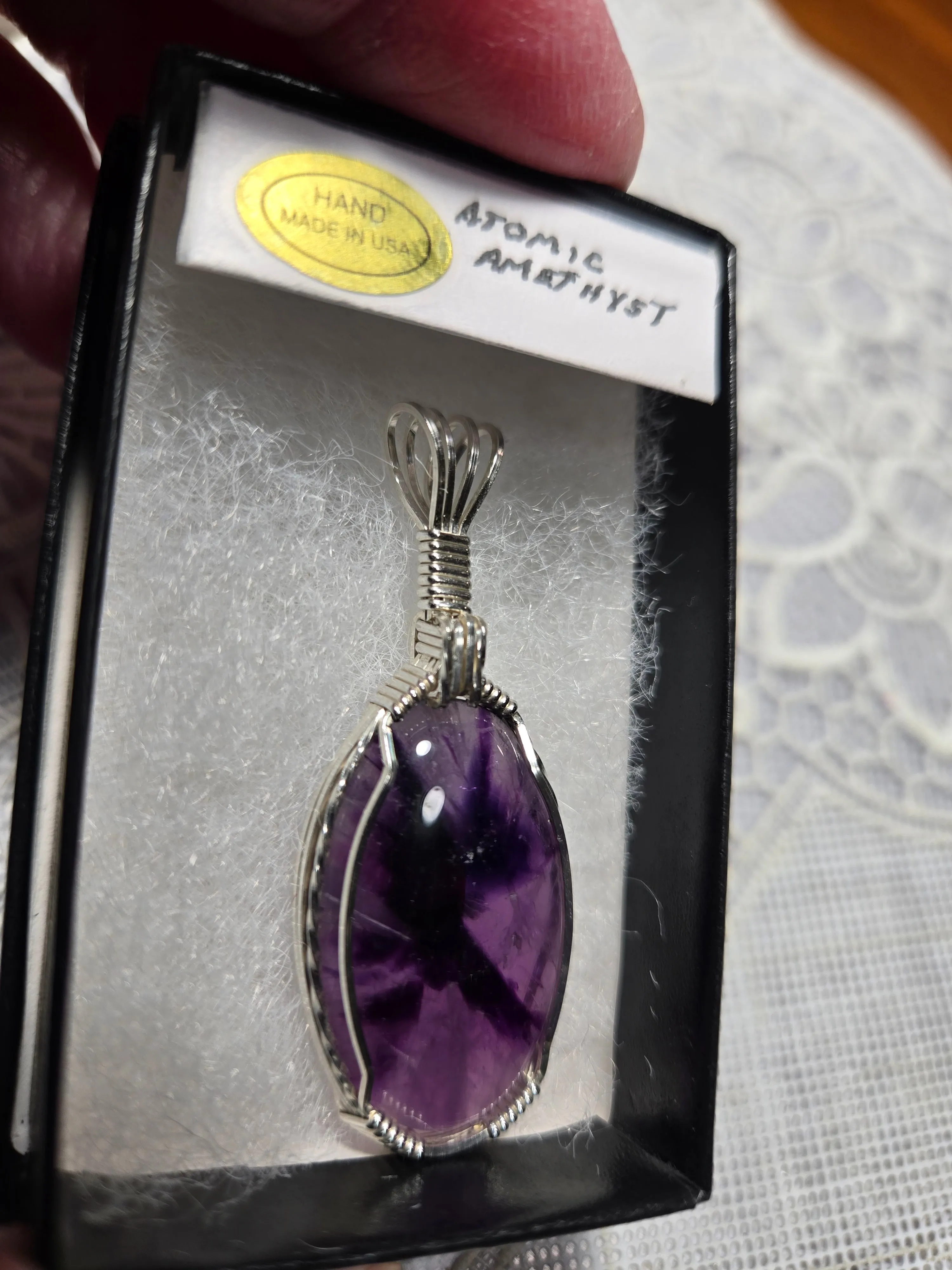 Custom Wire Wrapped Atomic Amethyst Necklace/Pendant Sterling Silver